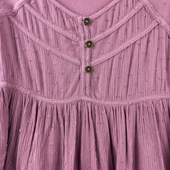 Rewind Lavender Button-Front Peplum Blouse Cottagecore Flowy Sleeves Small Boho - Picture 5 of 11